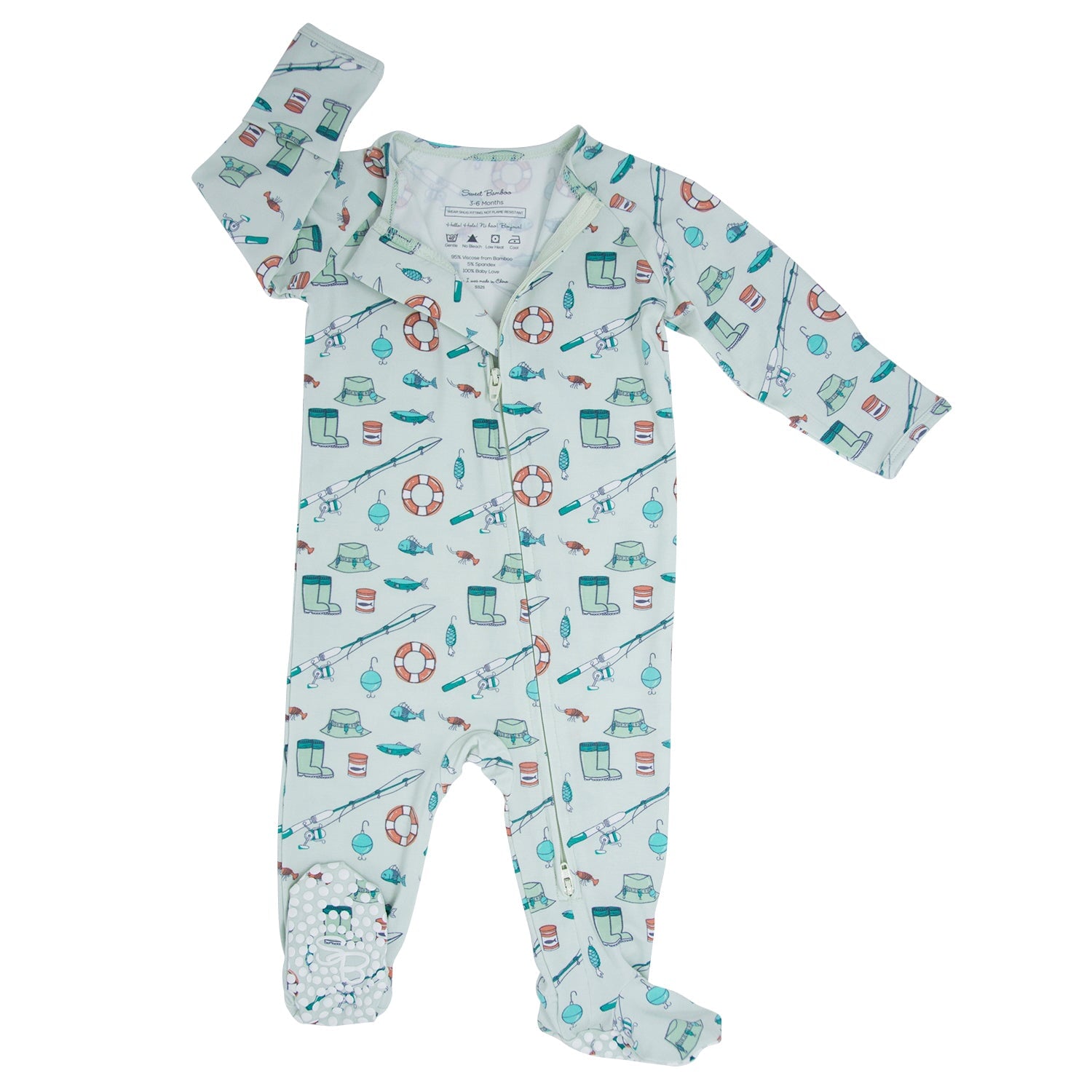 Fishing Poles Baby Zippered Footie