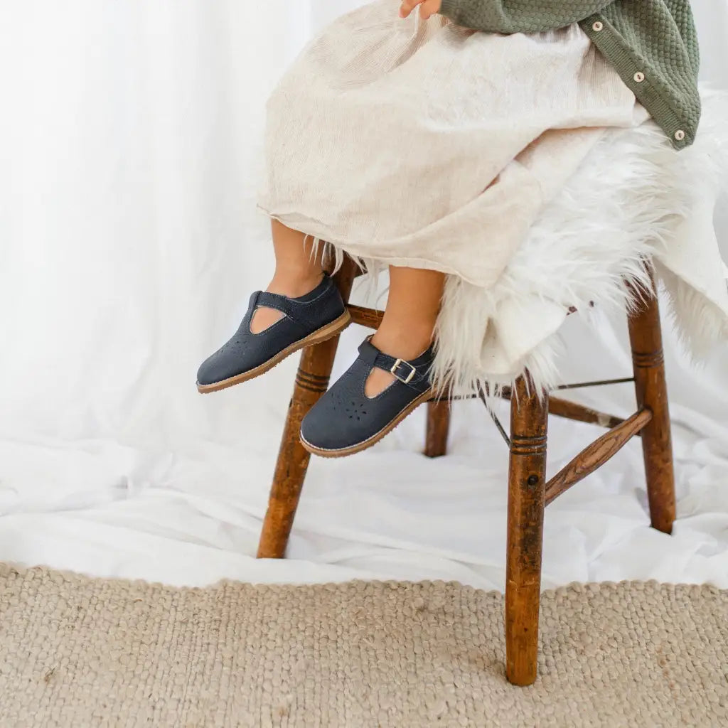 Flora T-strap - Navy