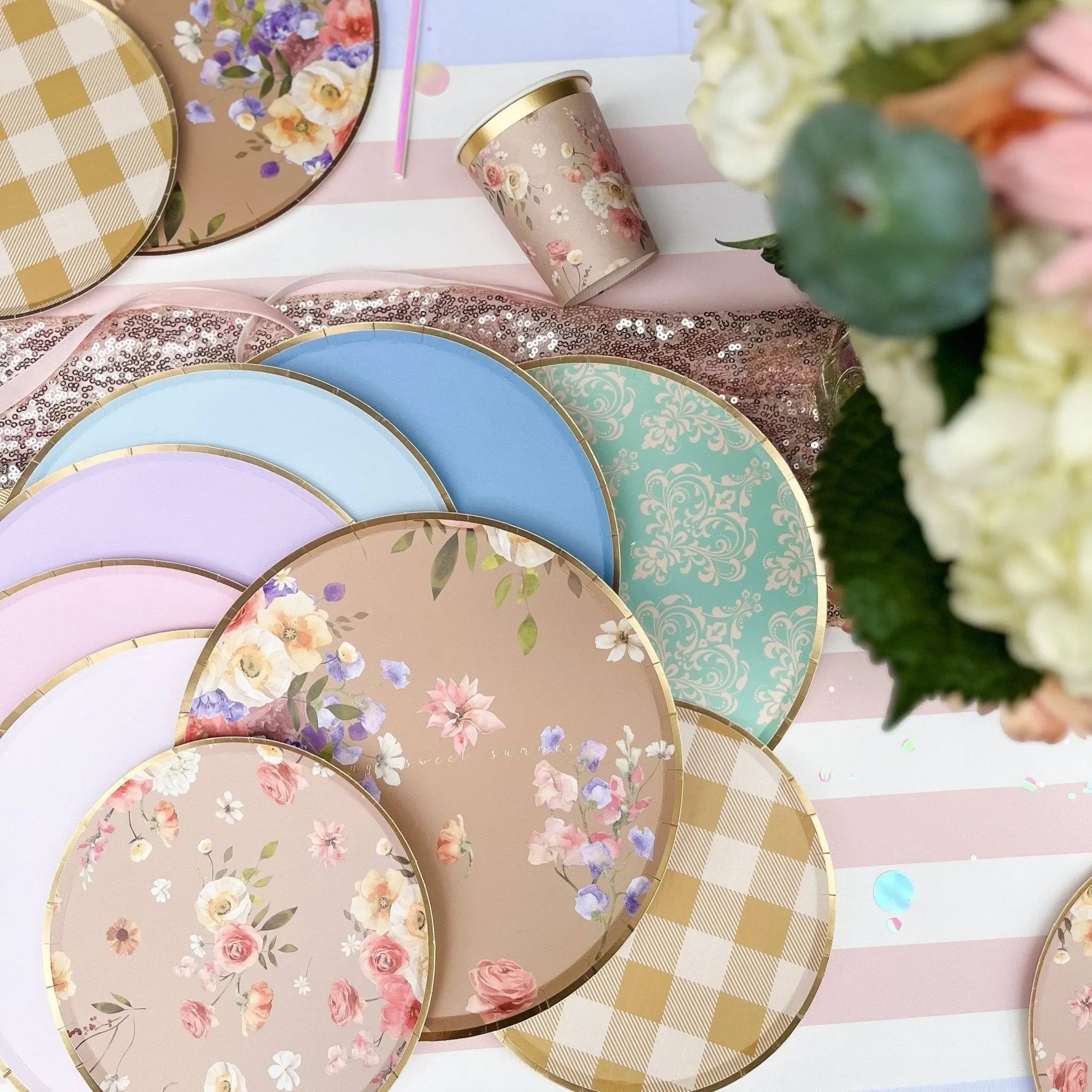Floral Beige Cups