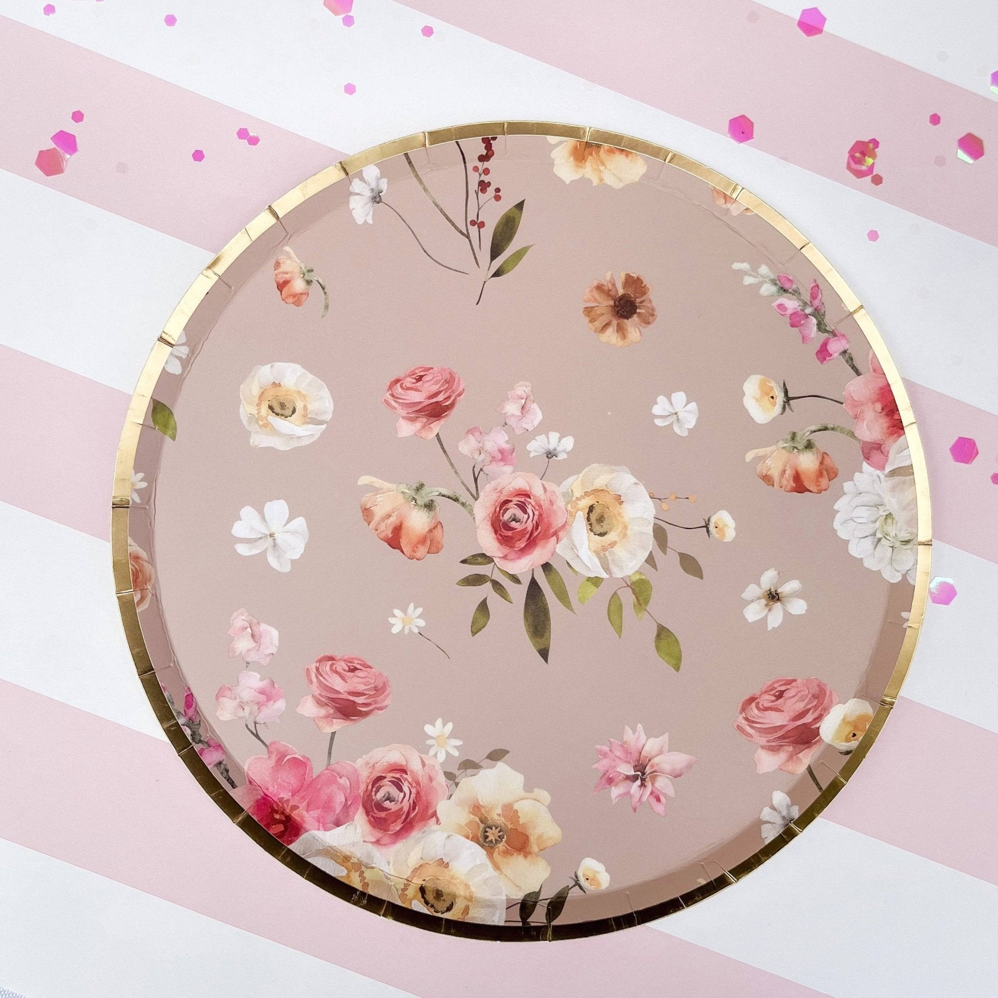 Floral Beige Plate, Small