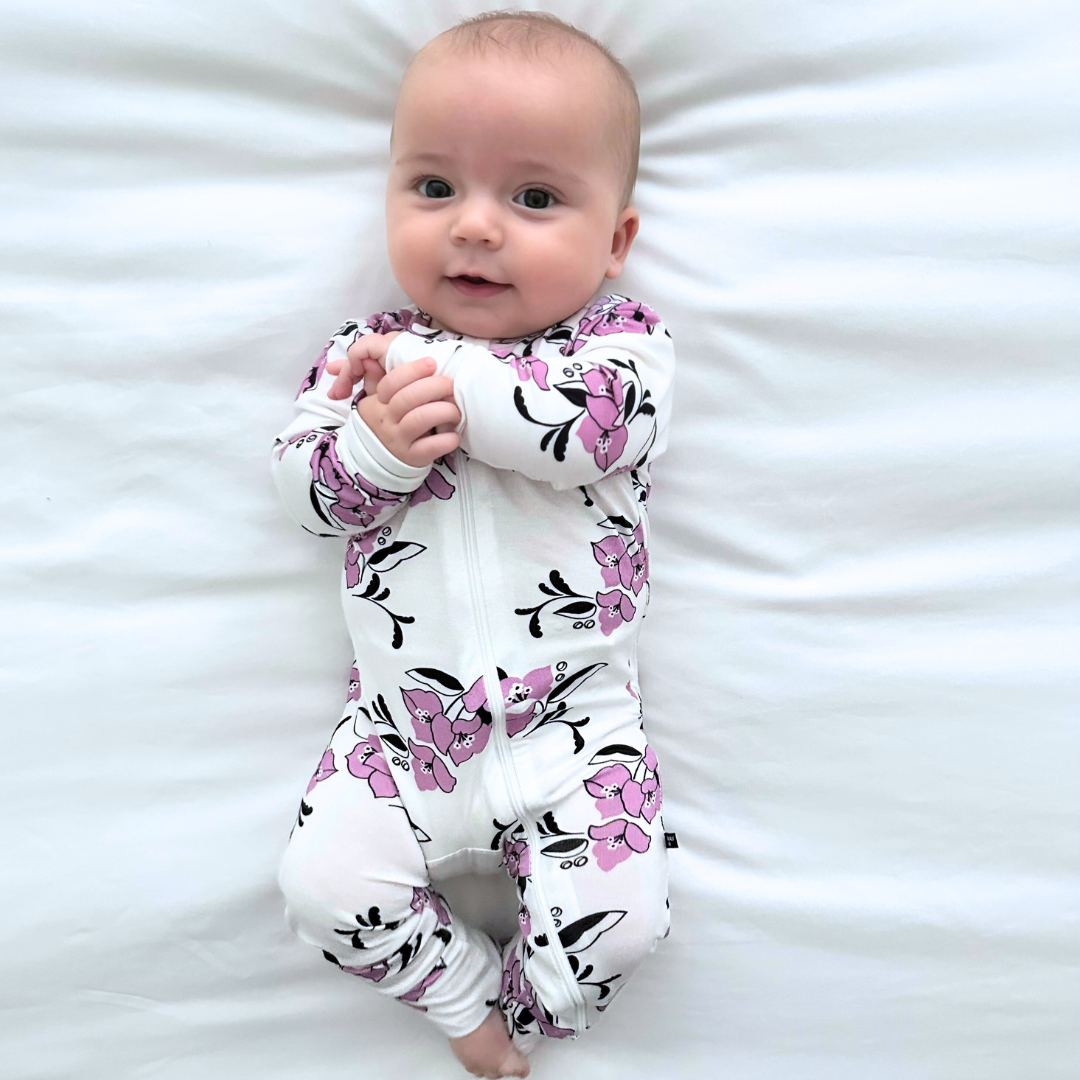 Amalfi Coast Purple Flower Zippered Romper