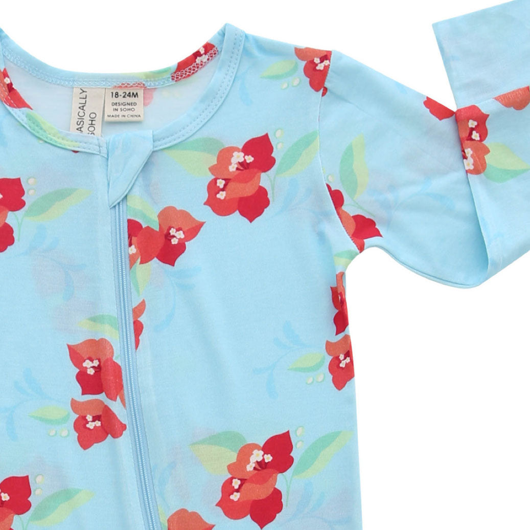 Amalfi Coast Red Flower Zippered Romper