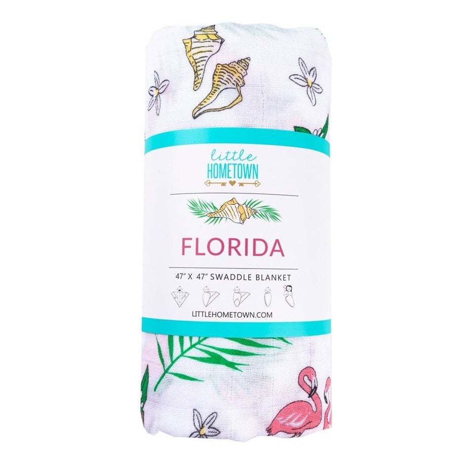 Gift Set: Florida Baby Muslin Swaddle Blanket And Burp Cloth/bib Combo (floral)