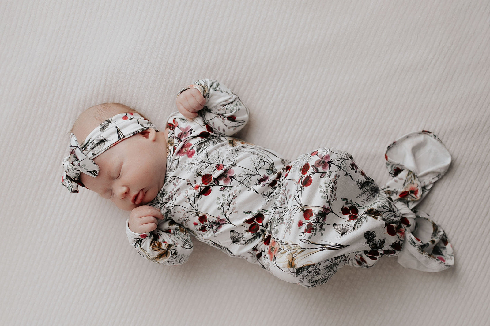 Floral Newborn Knotted Baby Gown