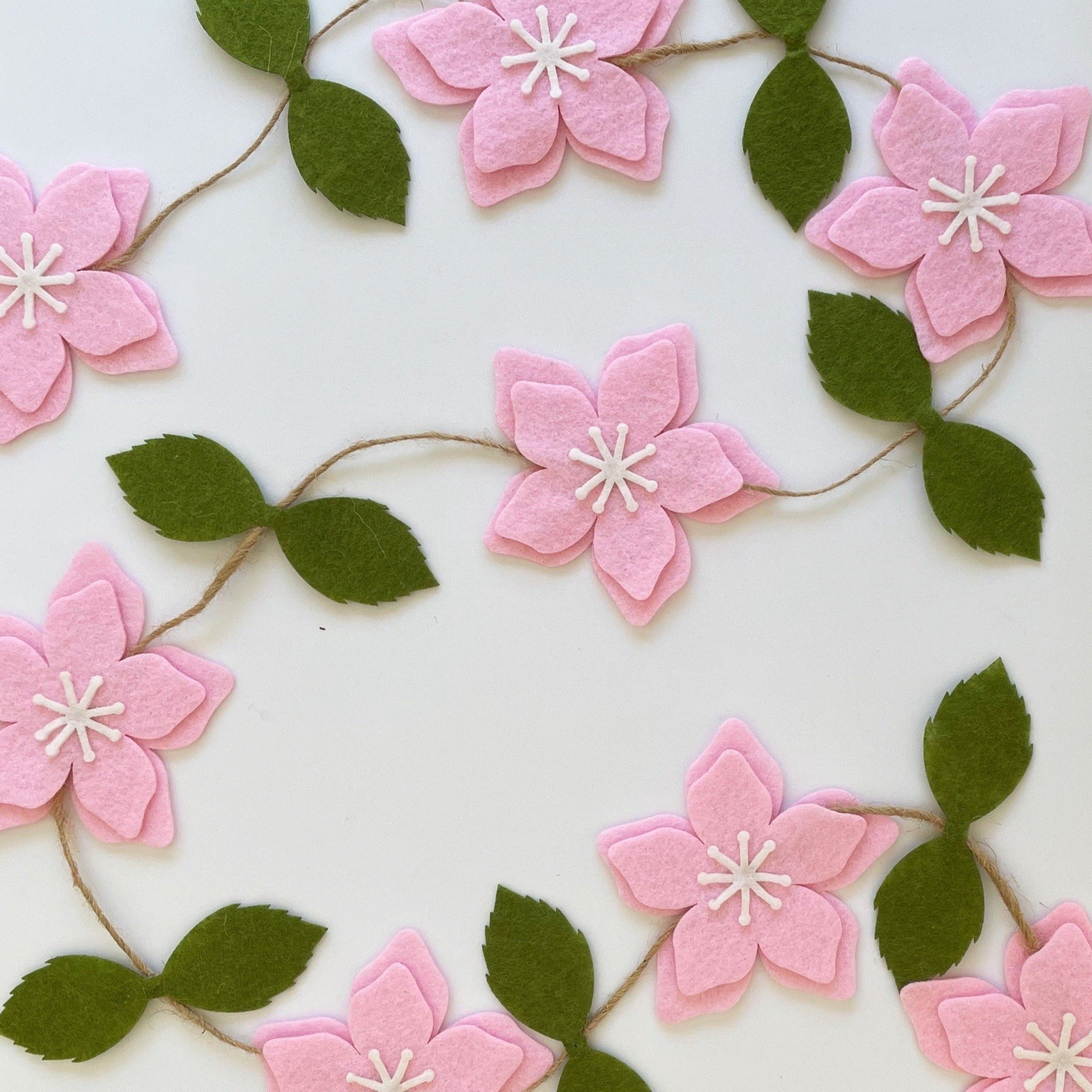 Pink Flower Felt Garland