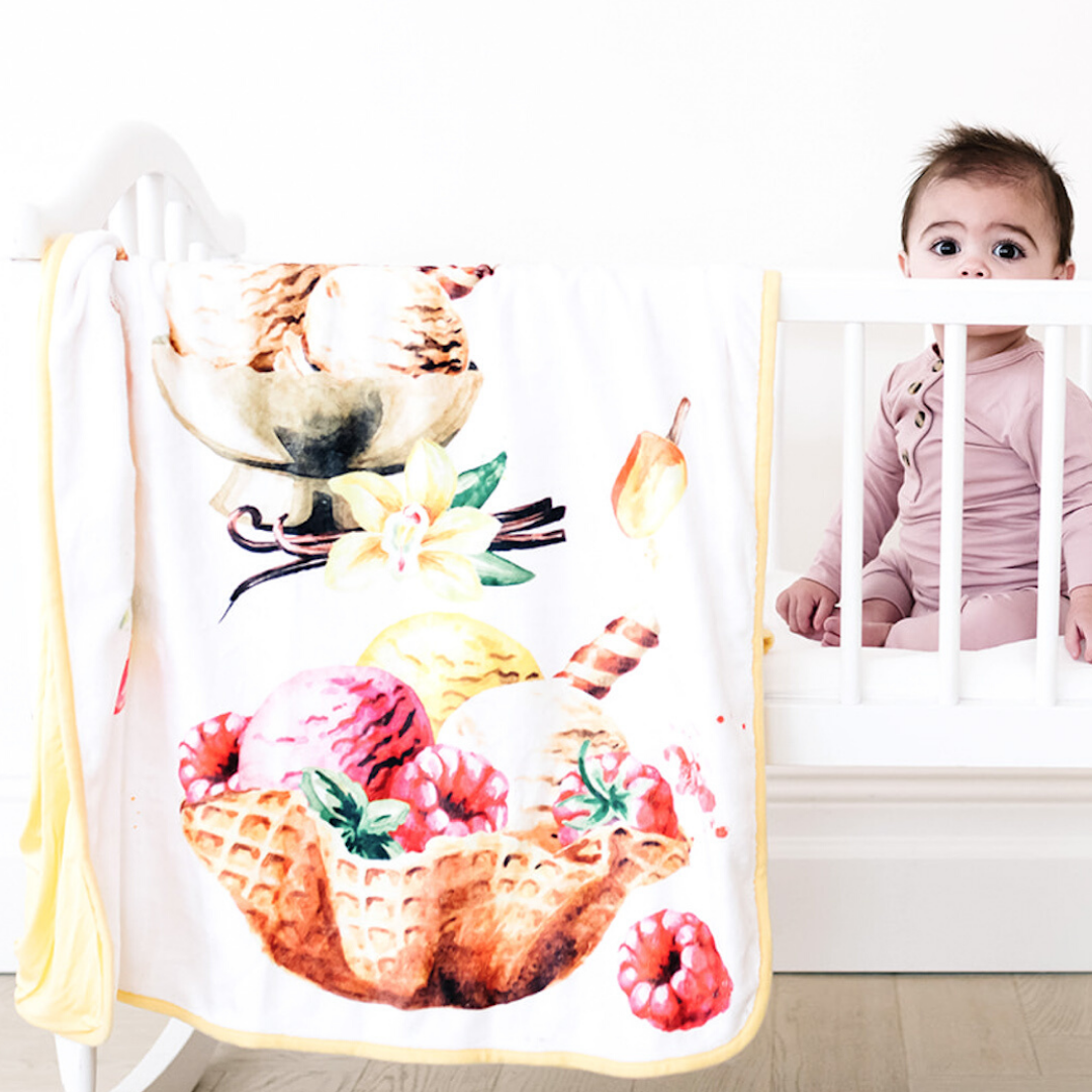 Bamboo Viscose Minky Ice Cream Blanket - Double Layers - Sunday Sundae
