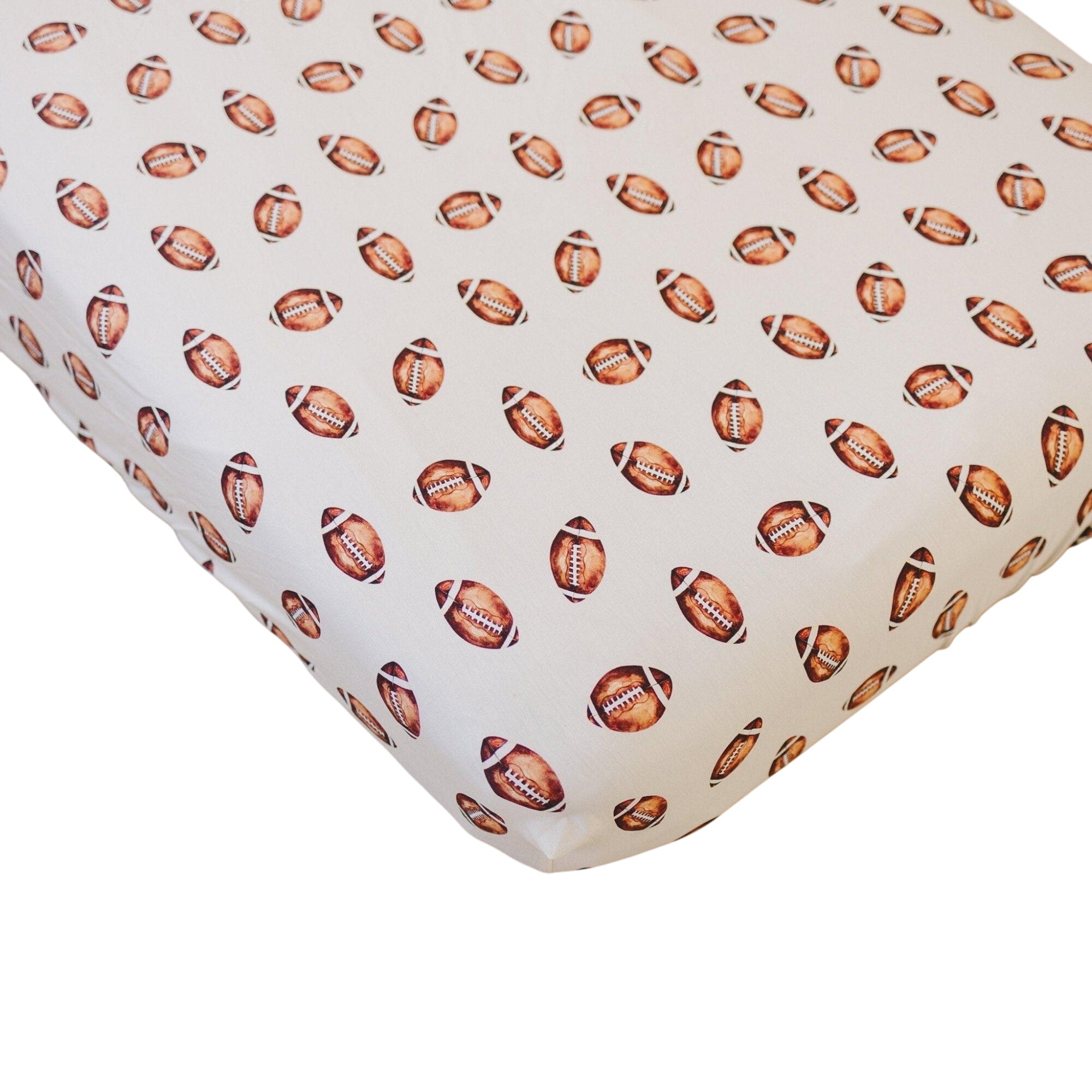 Football Print Bamboo Crib Sheet