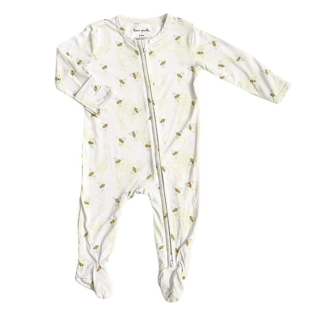 Footie Zippered One Piece In Busy Bees