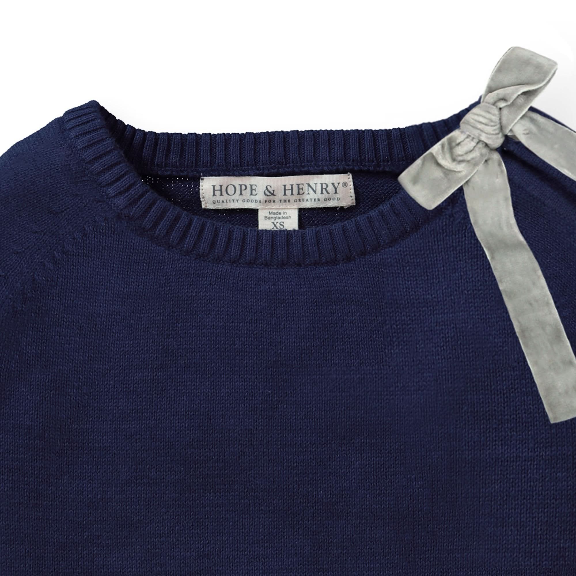 Organic French Sweater With Velvet Bow - Baby