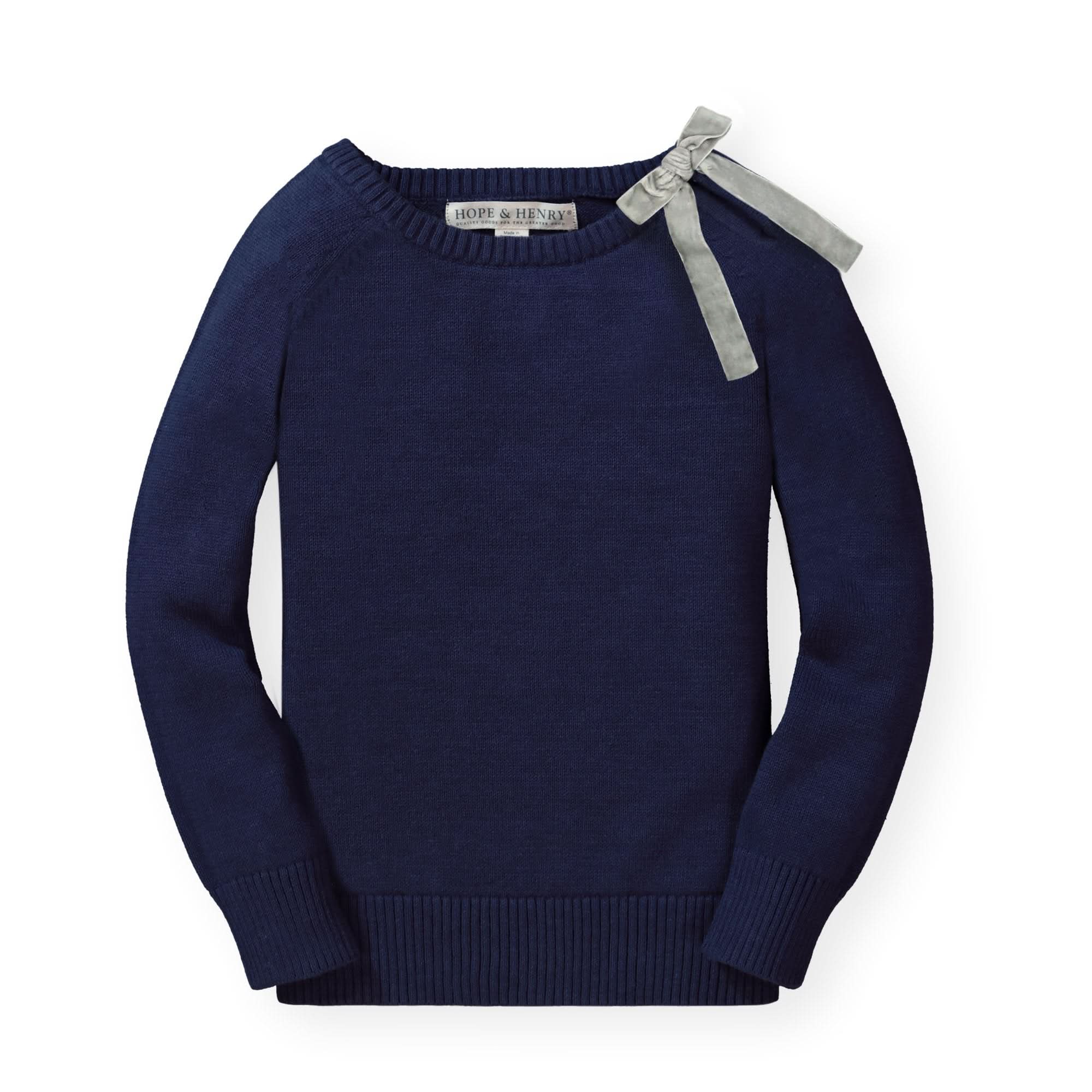 Organic French Sweater With Velvet Bow - Baby