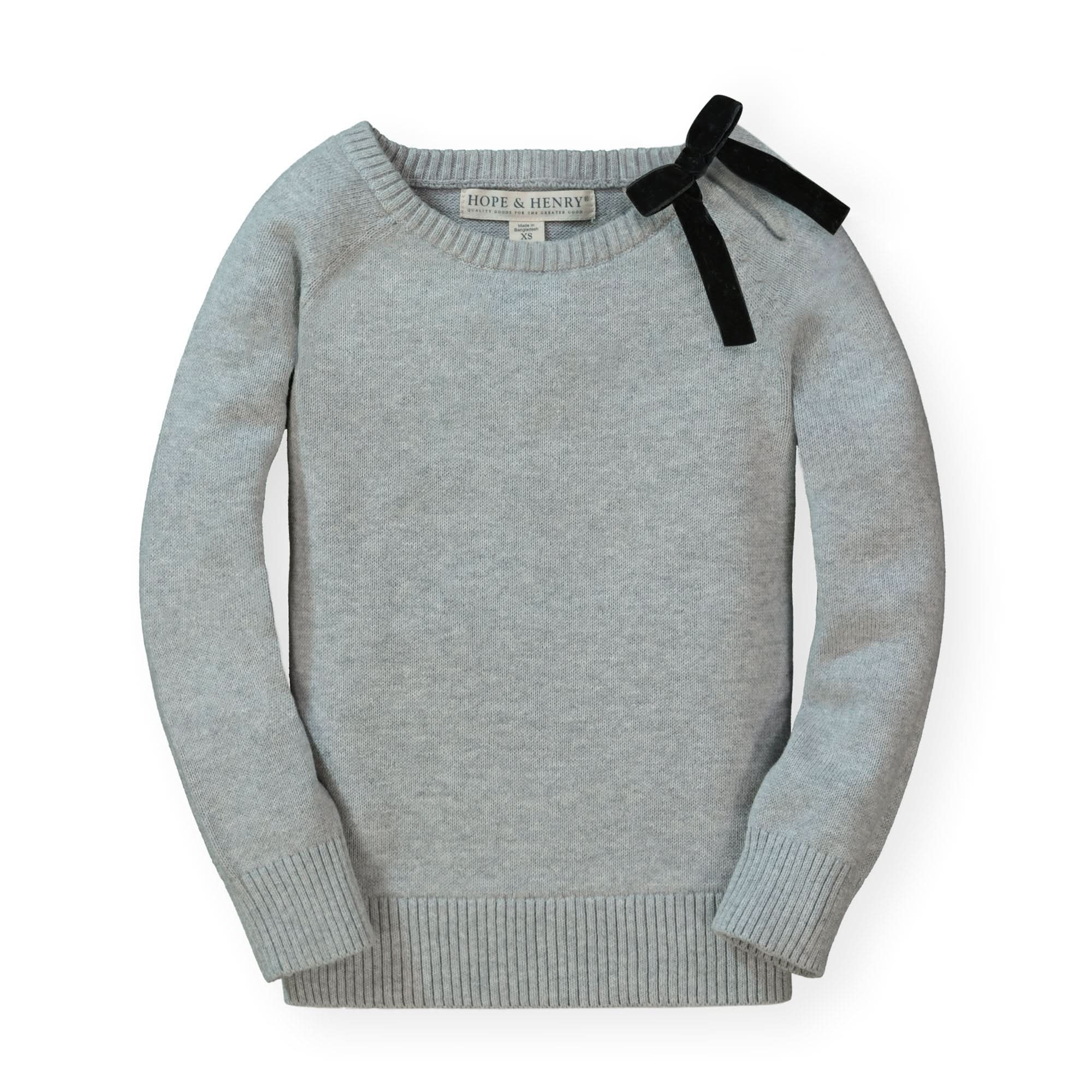 Organic French Sweater With Velvet Bow - Baby