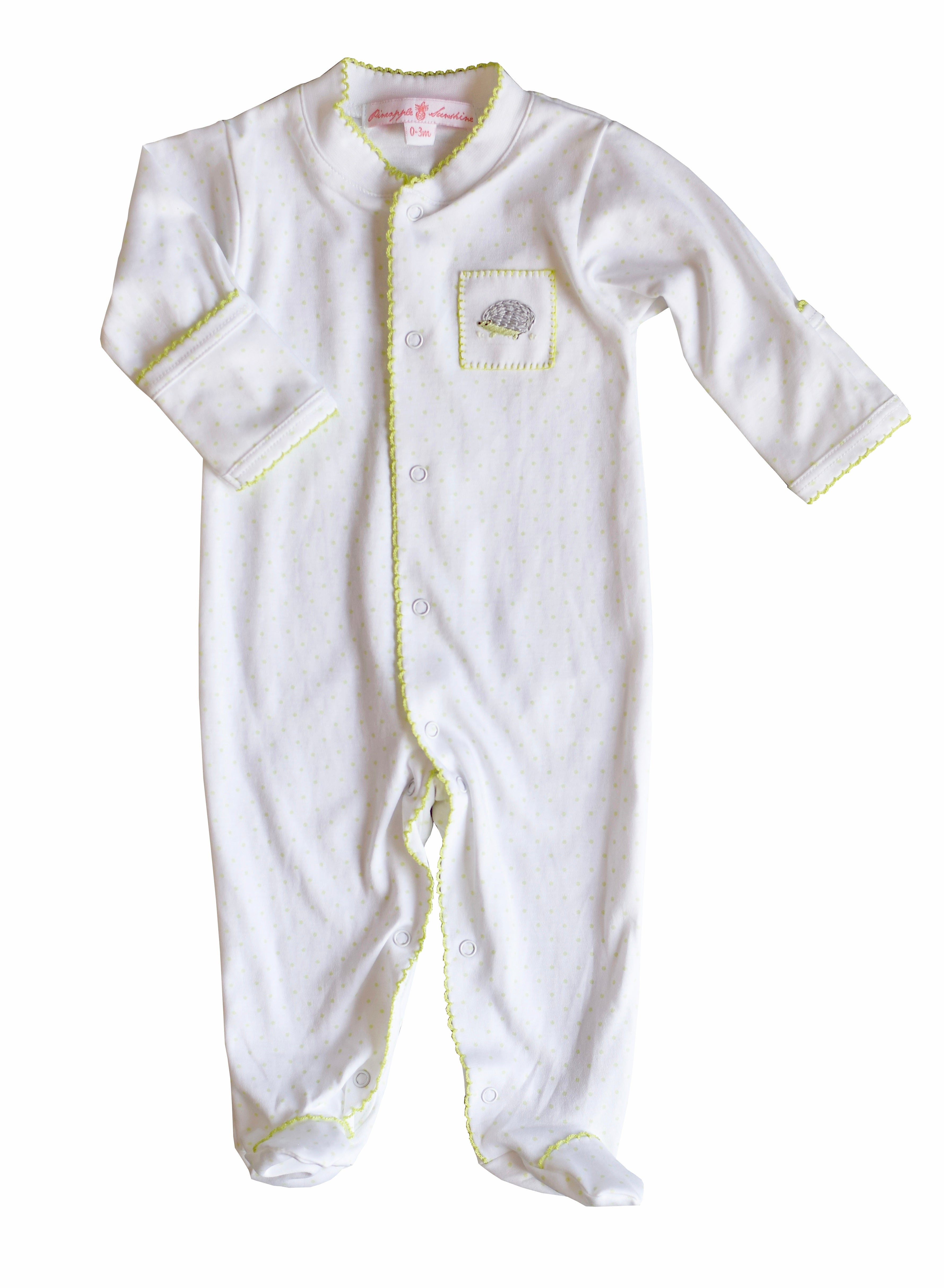 Cameryn Hedgehog Green Polka Dot Footie