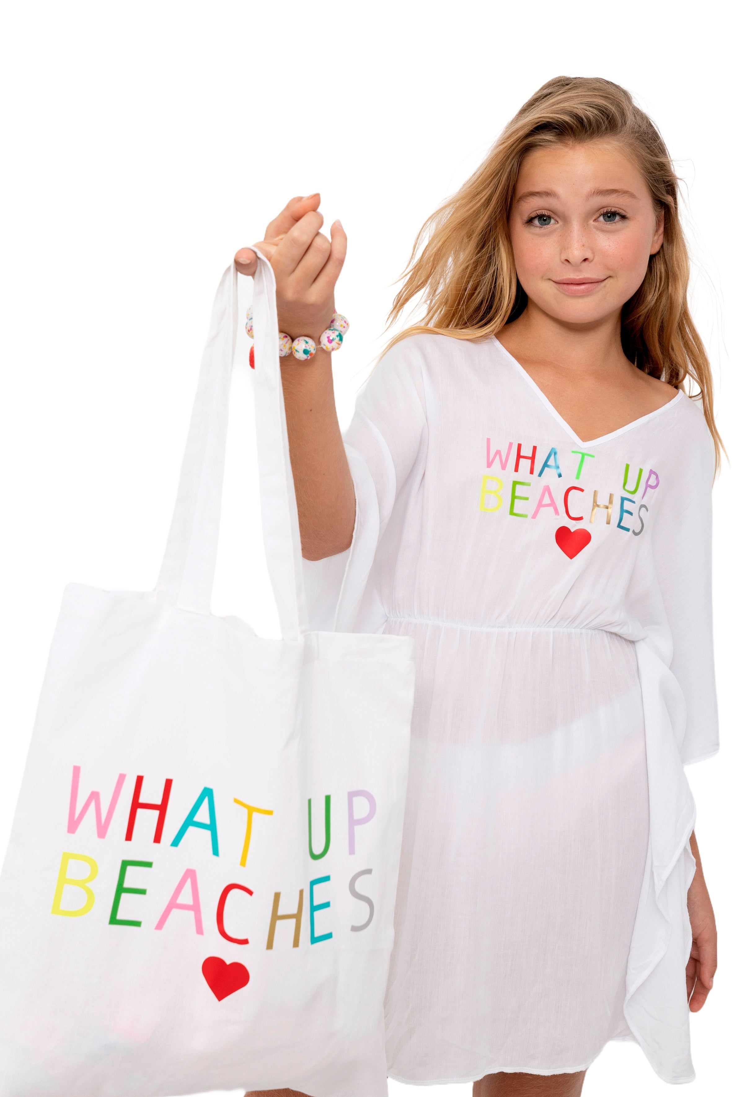 What Up Beaches White Bag