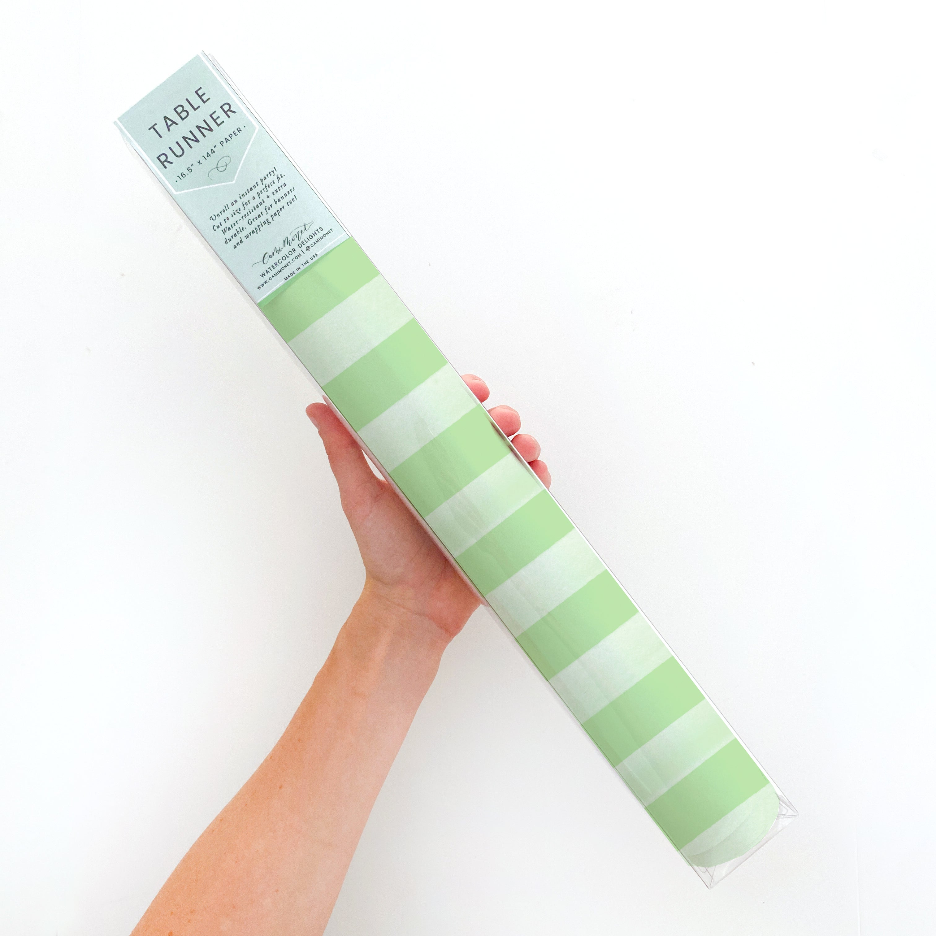 Garden Green Stripe Table Runner