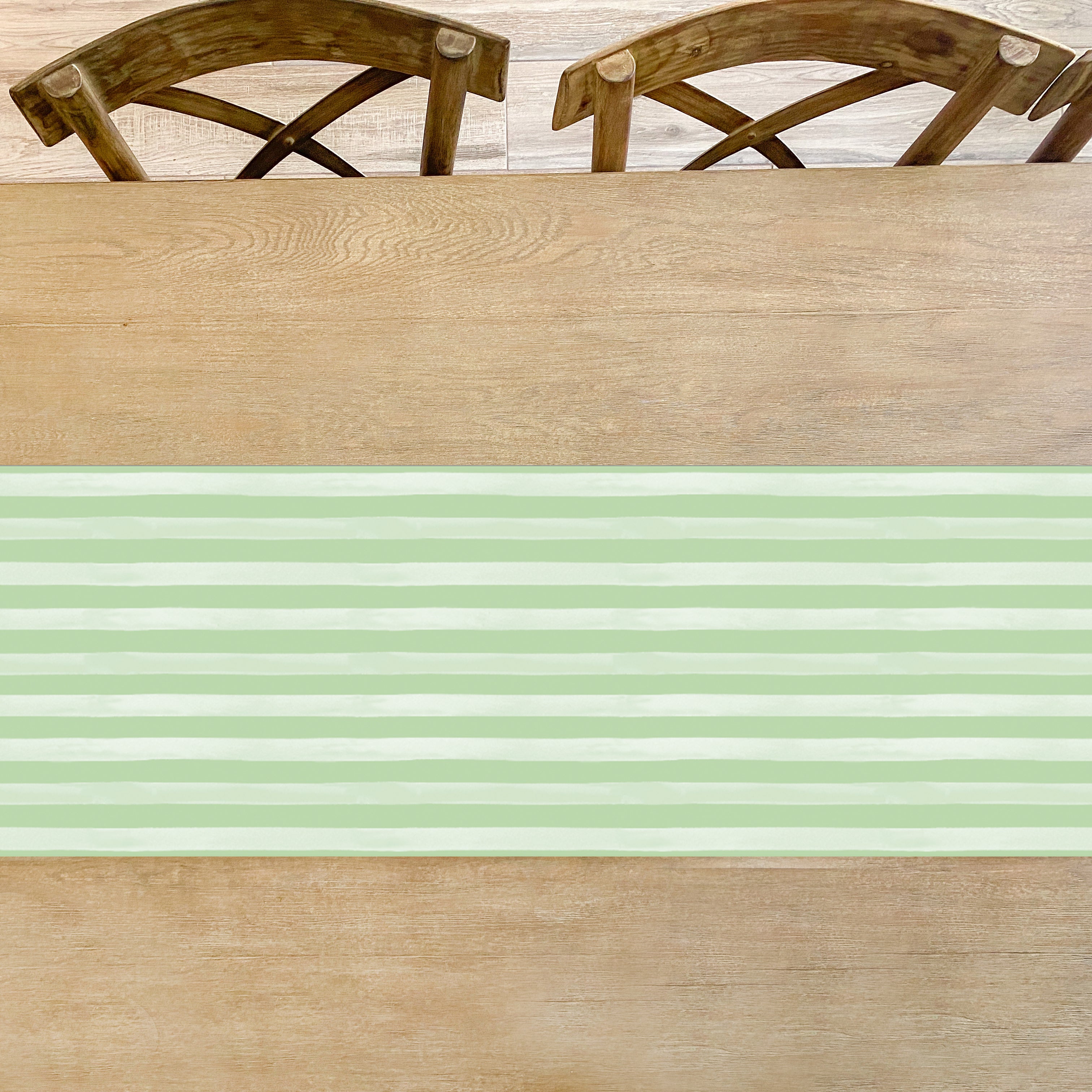 Garden Green Stripe Table Runner
