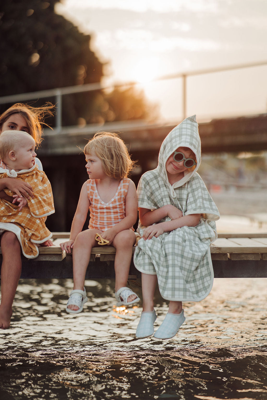 Bathing Towel Poncho | Organic Cotton - Fern Plaid