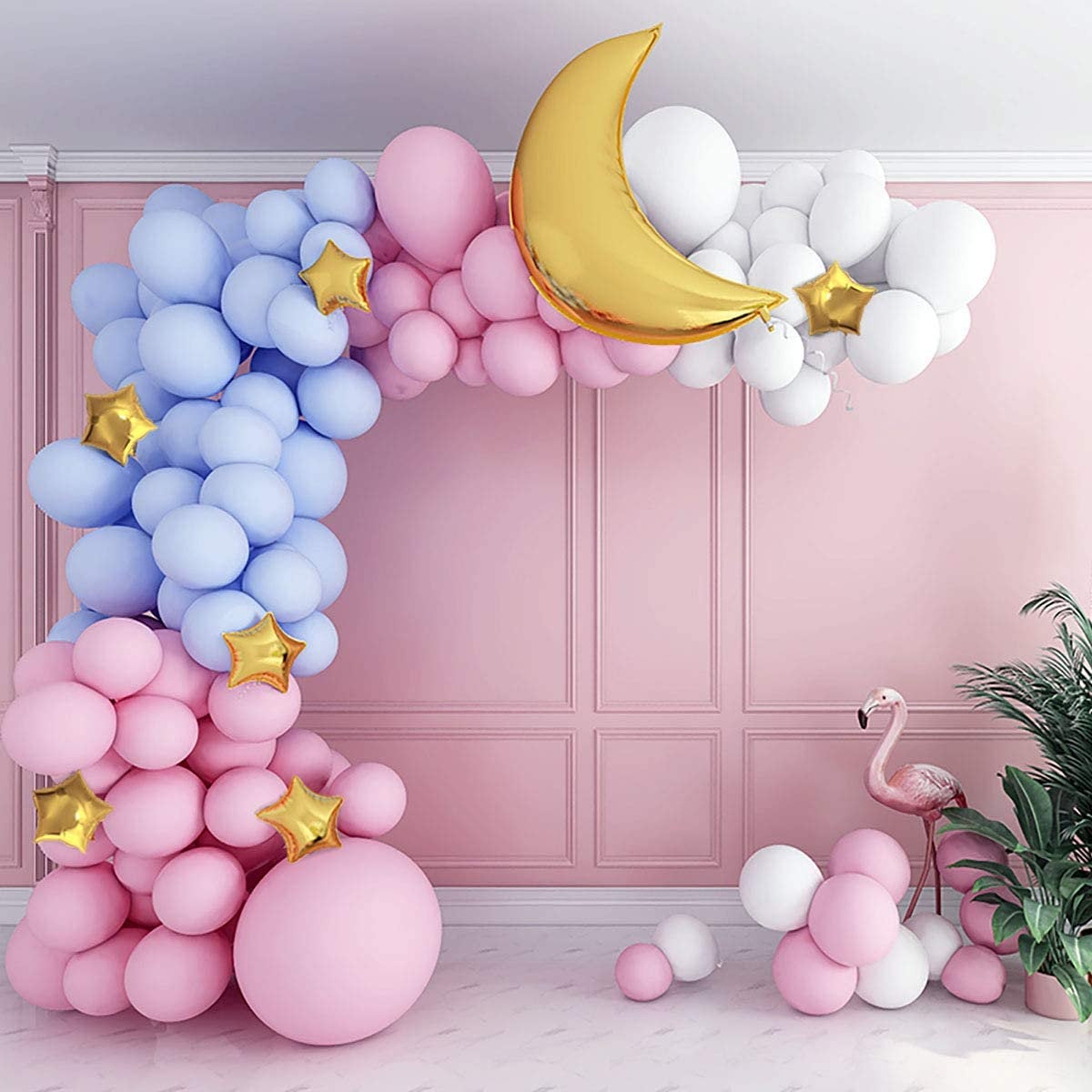 Pastel Sky Balloon Garland Kit – Pink, Blue & White