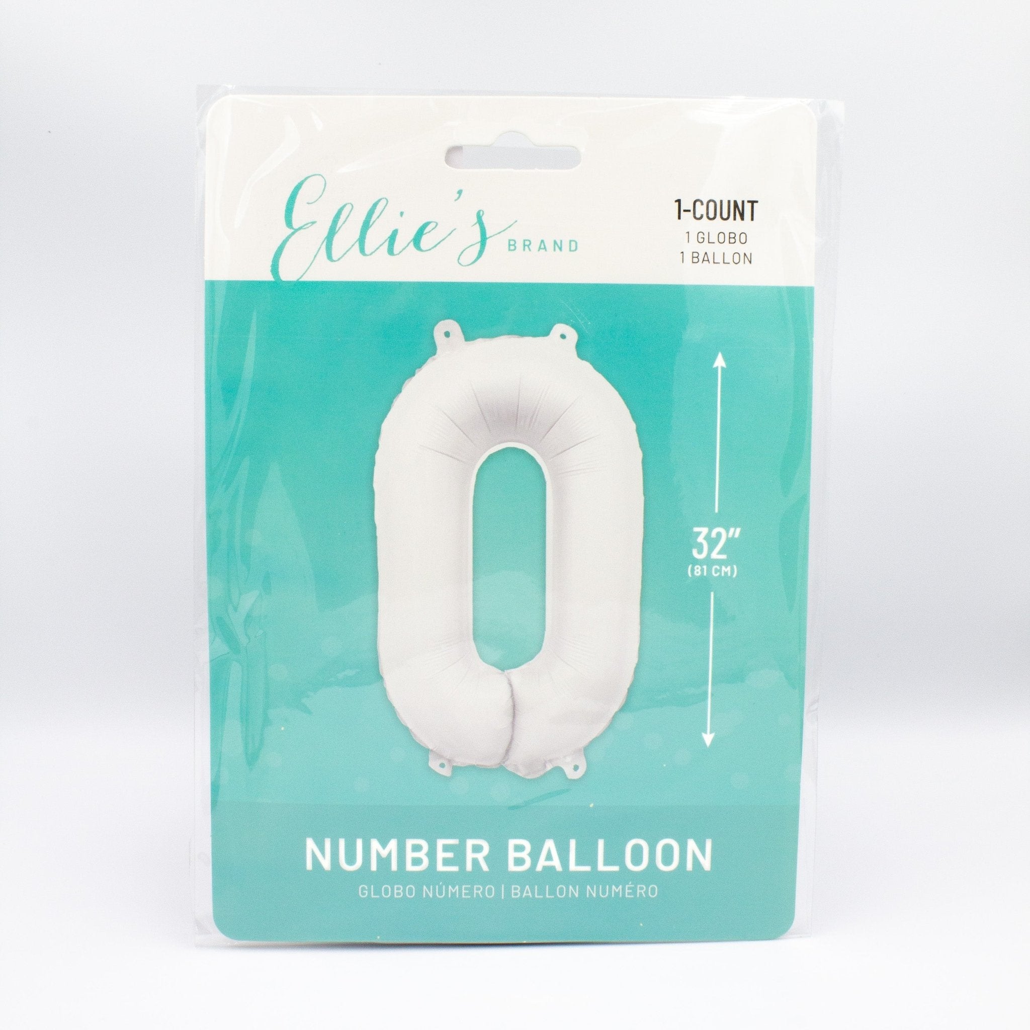 Matte White Number Balloon – 32" Mylar Foil | Ellie’s Party Supply