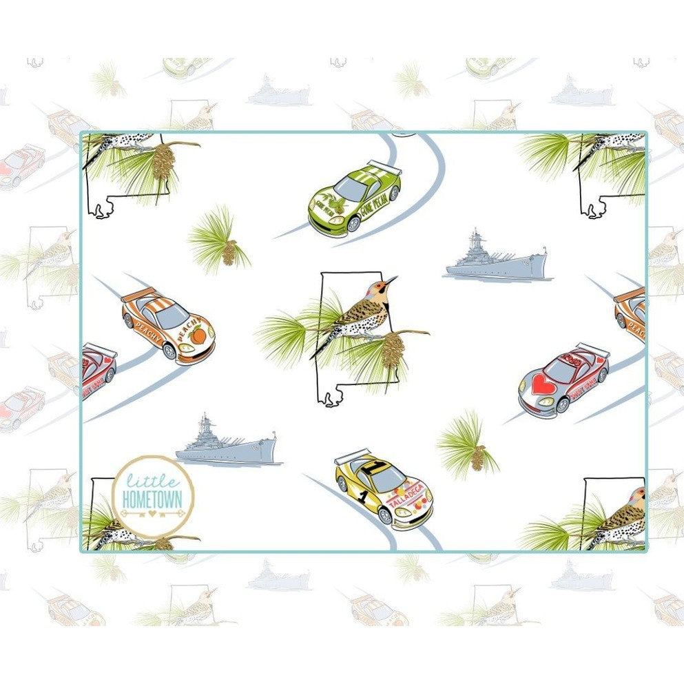 Gift Set: Alabama Baby Muslin Swaddle Blanket And Burp Cloth/bib Combo