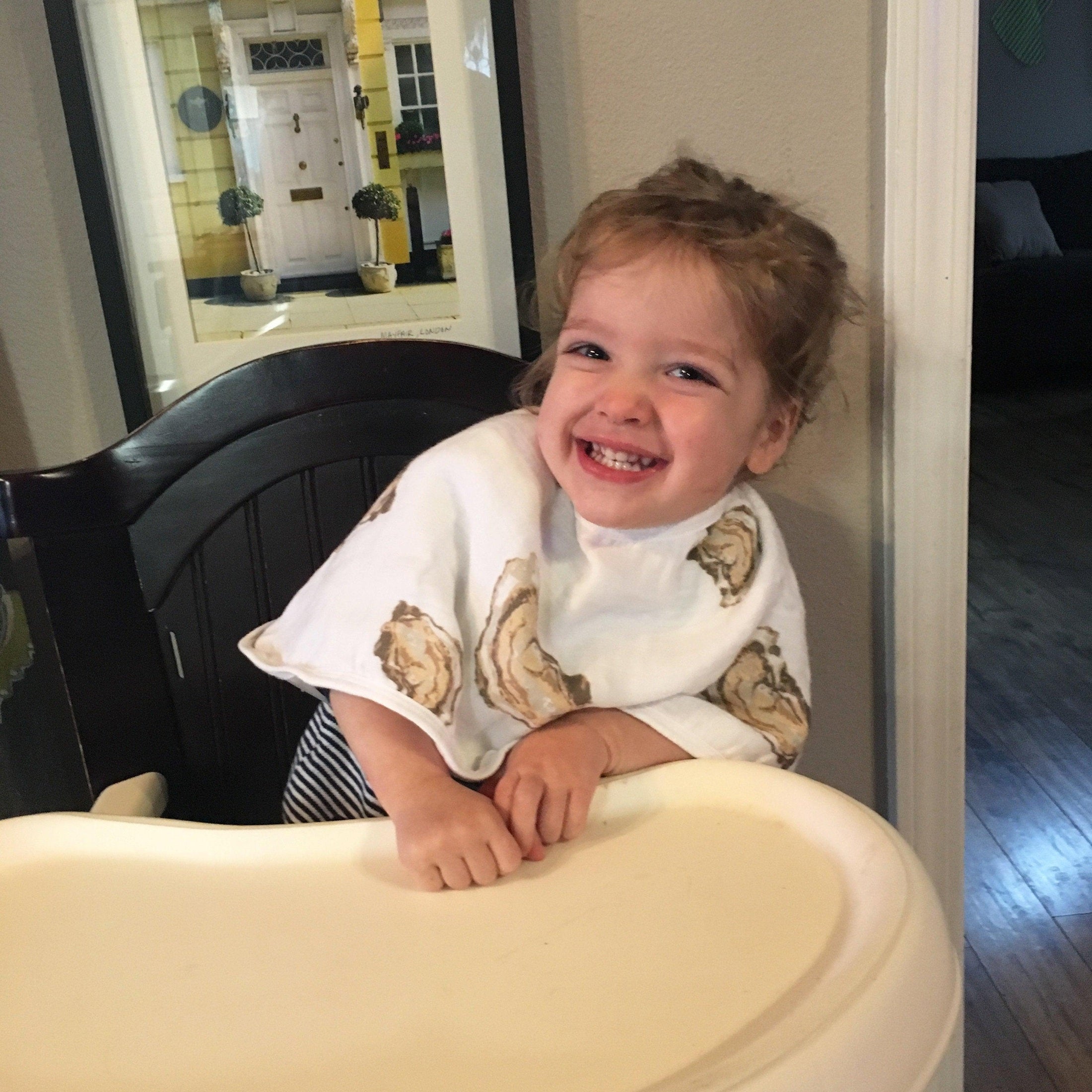 Gift Set: Aw Shucks! Oyster Baby Muslin Swaddle Blanket And Burp Cloth/bib Combo