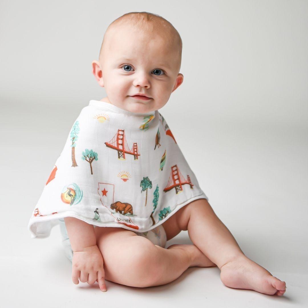 Gift Set: California Baby Muslin Swaddle Blanket And Burp Cloth/bib Combo