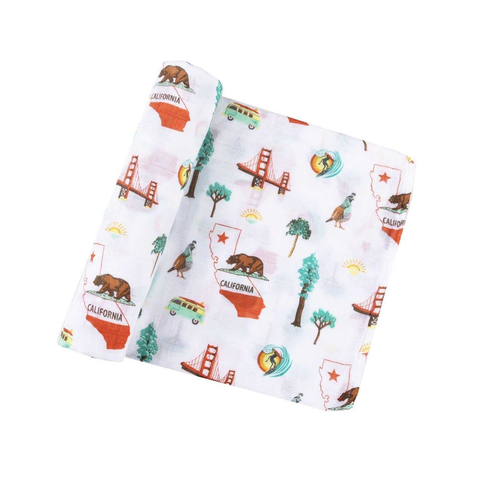 Gift Set: California Baby Muslin Swaddle Blanket And Burp Cloth/bib Combo