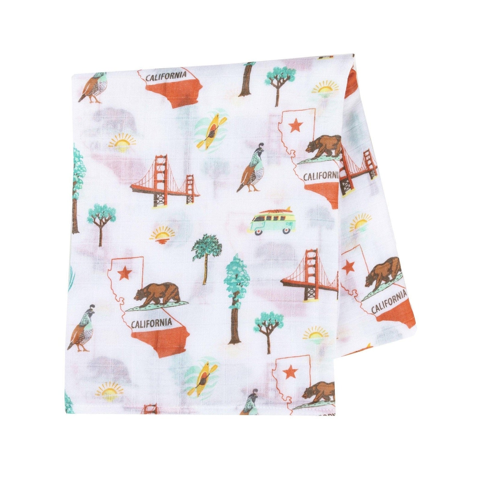 Gift Set: California Baby Muslin Swaddle Blanket And Burp Cloth/bib Combo