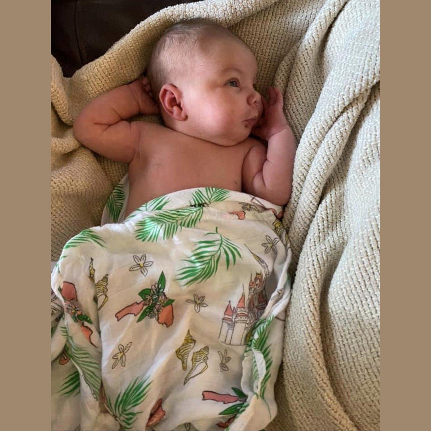 Gift Set: Florida Baby Muslin Swaddle Blanket And Burp Cloth/bib Combo
