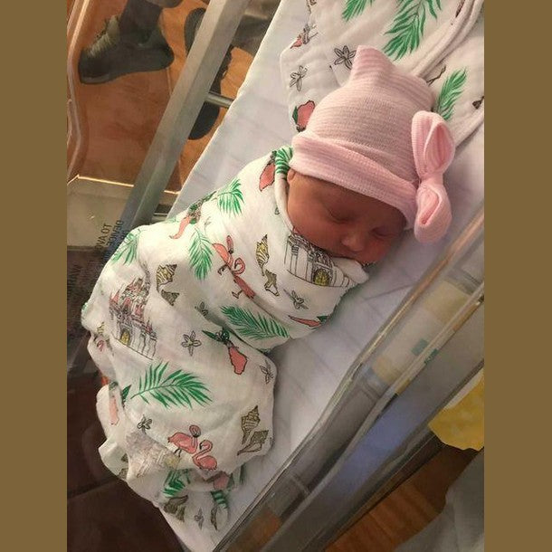 Gift Set: Florida Baby Muslin Swaddle Blanket And Burp Cloth/bib Combo (floral)