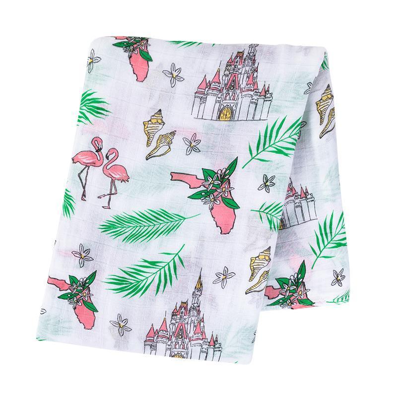 Gift Set: Florida Baby Muslin Swaddle Blanket And Burp Cloth/bib Combo (floral)