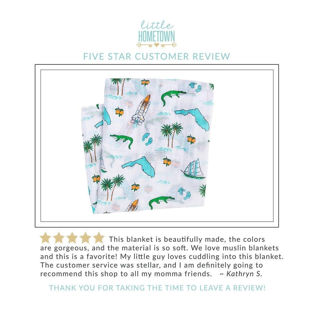 Gift Set: Florida Baby Muslin Swaddle Blanket And Burp Cloth/bib Combo