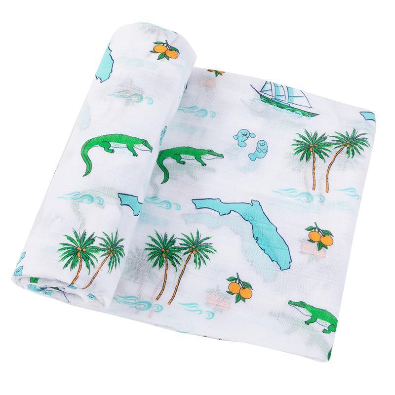 Gift Set: Florida Baby Muslin Swaddle Blanket And Burp Cloth/bib Combo