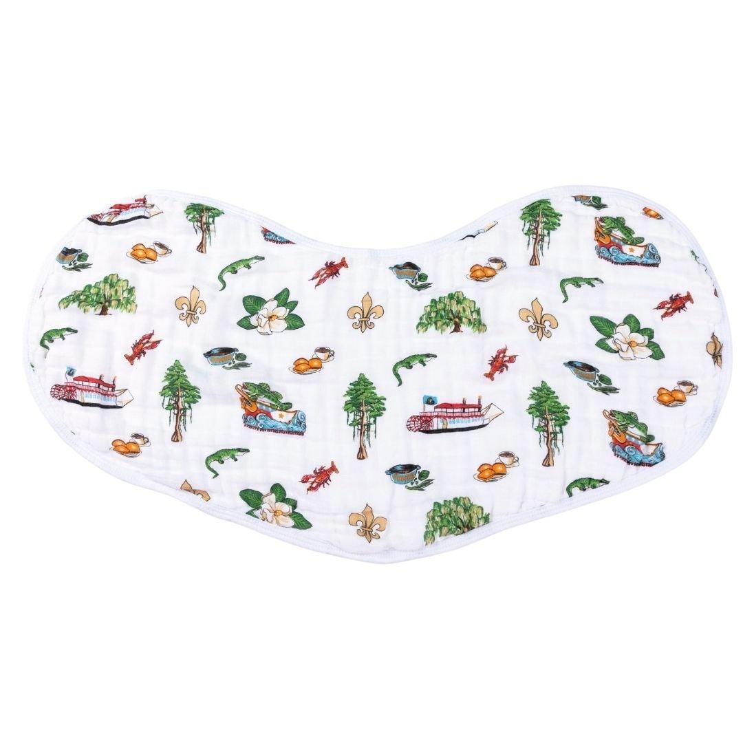 Gift Set: Louisiana Baby Muslin Swaddle Blanket And Burp Cloth/bib Combo