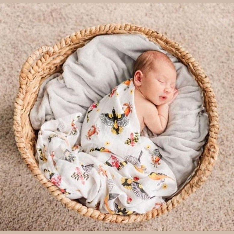 Gift Set: Maryland Baby Muslin Swaddle Blanket And Burp Cloth/bib Combo