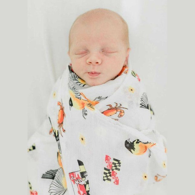 Gift Set: Maryland Baby Muslin Swaddle Blanket And Burp Cloth/bib Combo