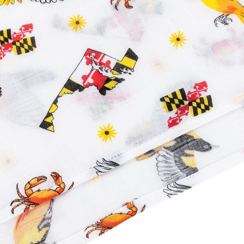 Gift Set: Maryland Baby Muslin Swaddle Blanket And Burp Cloth/bib Combo