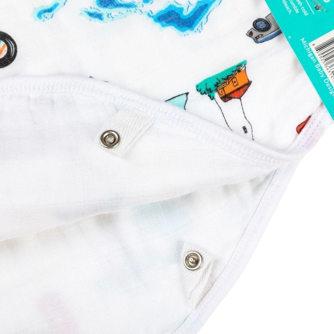 Gift Set: Michigan Baby Muslin Swaddle Blanket And Burp Cloth/bib Combo