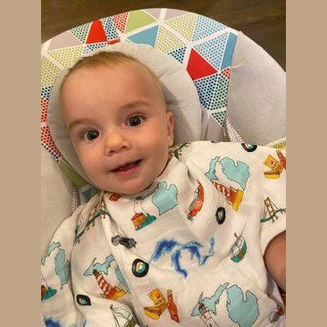 Gift Set: Michigan Baby Muslin Swaddle Blanket And Burp Cloth/bib Combo