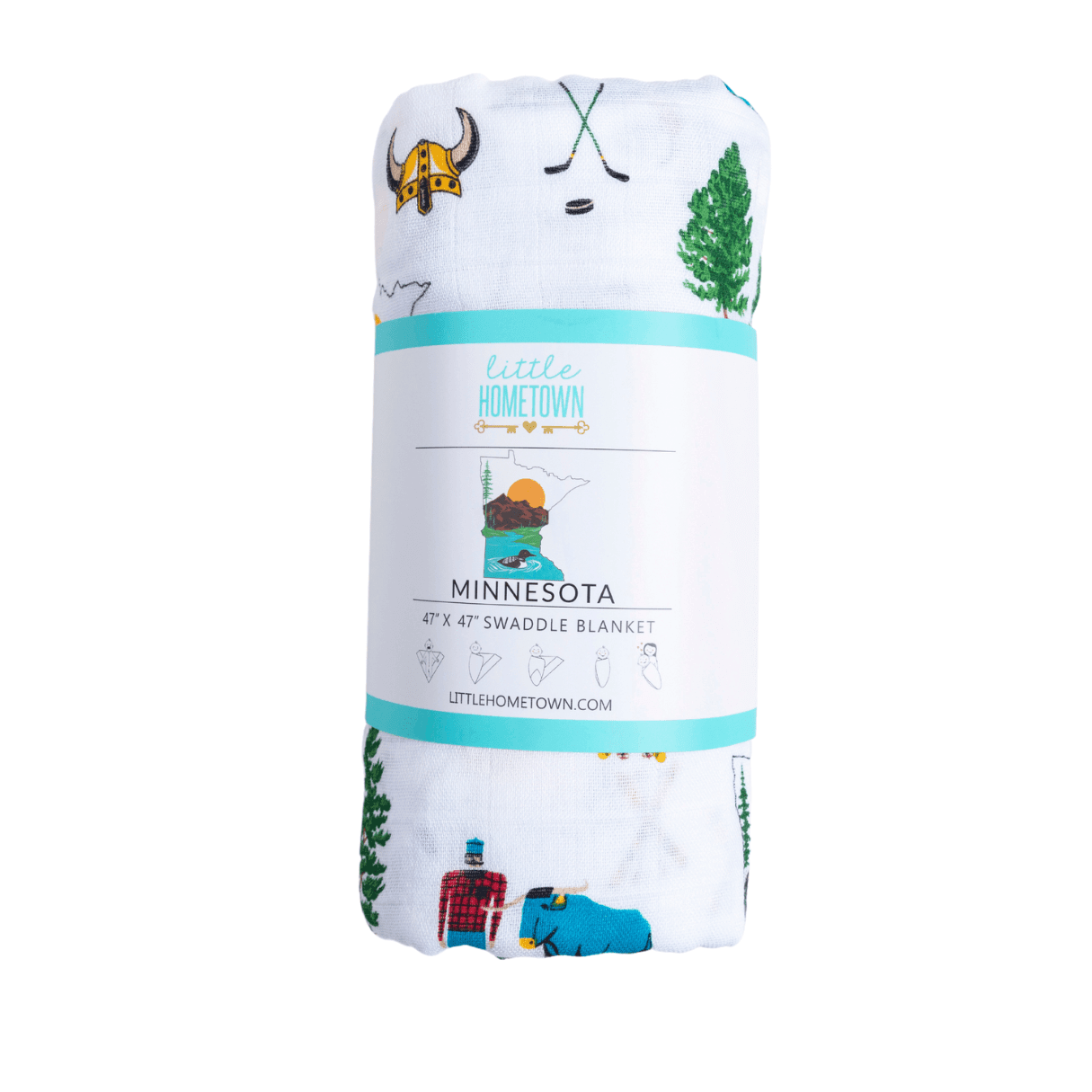 Gift Set: Minnesota Baby Muslin Swaddle Blanket And Burp Cloth/bib Combo