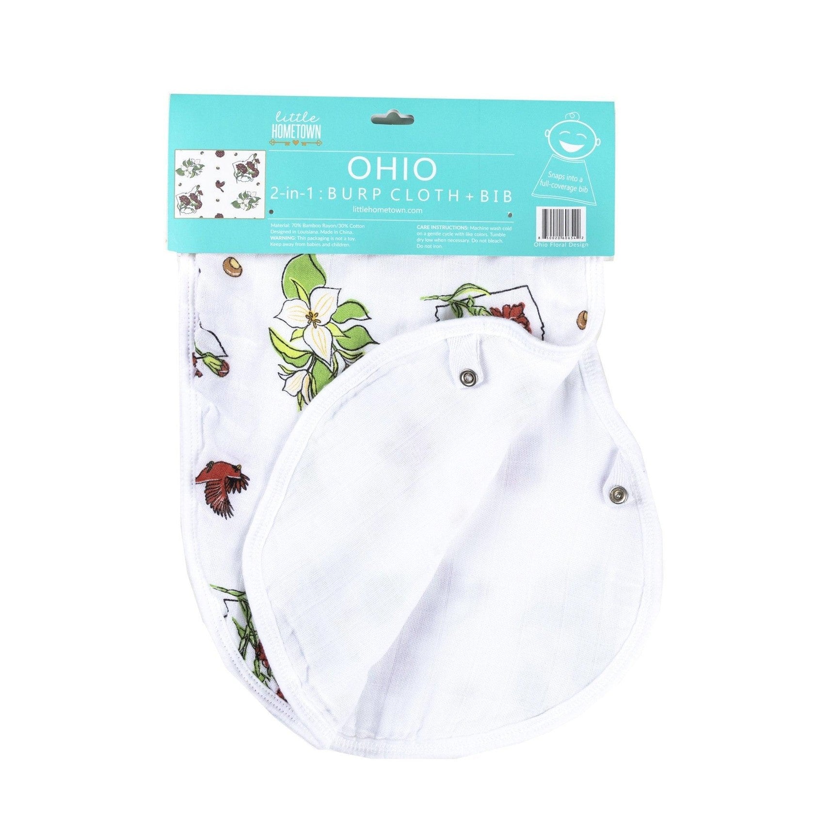 Gift Set: Ohio Baby Muslin Swaddle Receiving Blanket And Burp Cloth / Bib Combo