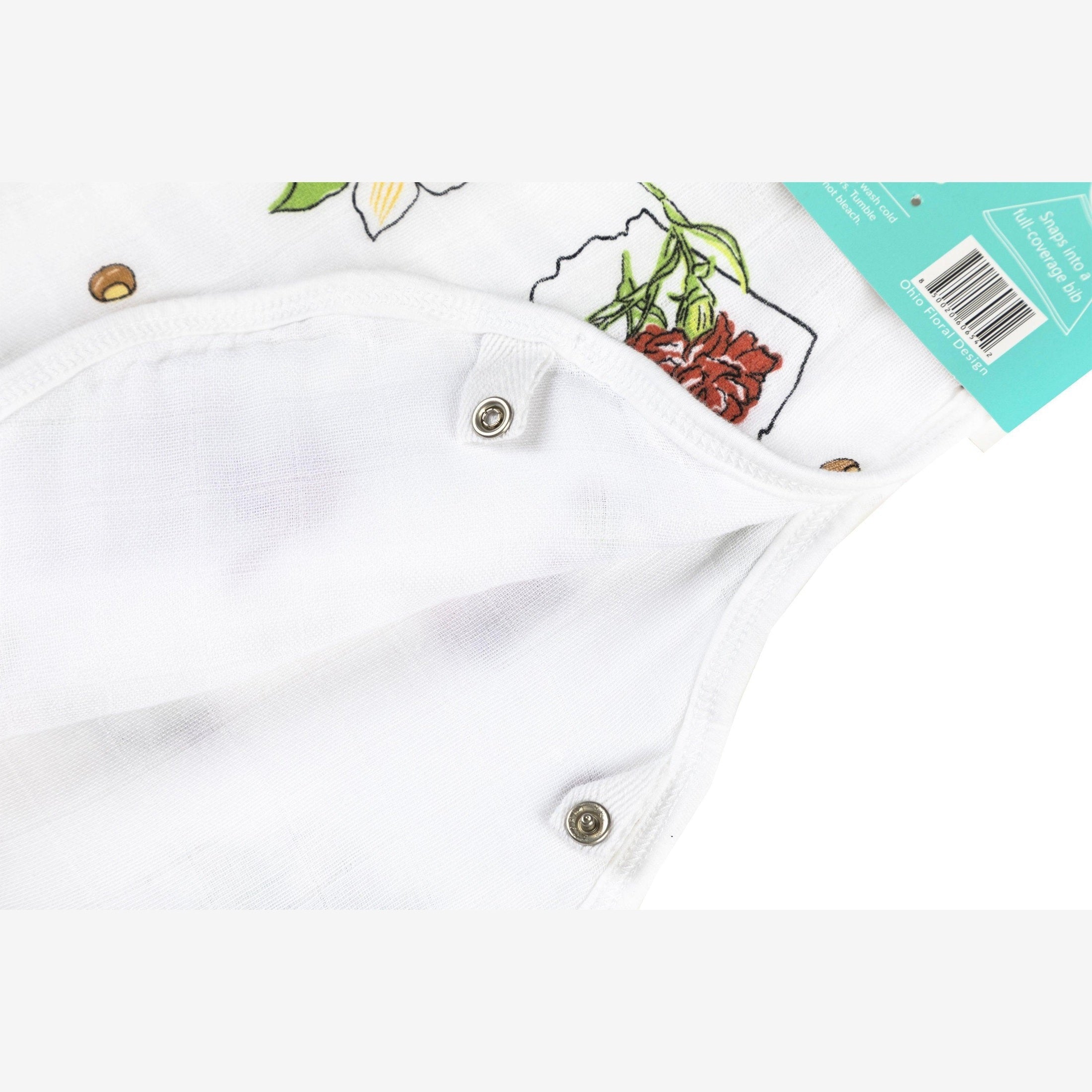 Gift Set: Ohio Baby Muslin Swaddle Receiving Blanket (floral) And Burp/bib Combo