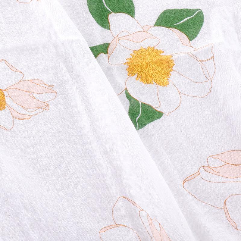 Gift Set: Southern Magnolia Baby Muslin Swaddle Blanket And Burp Cloth/bib Combo