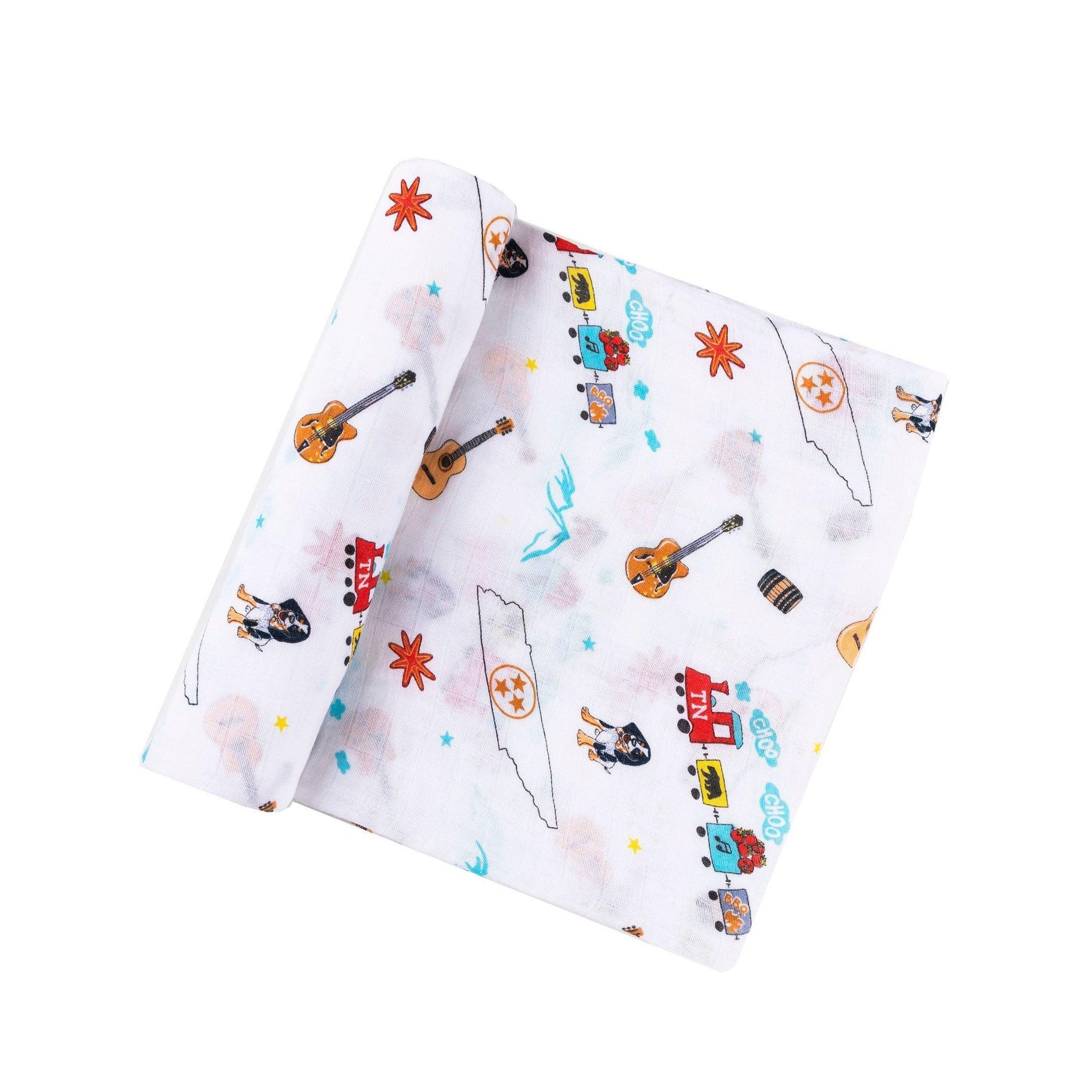 Gift Set: Tennessee Baby Muslin Swaddle Blanket And Burp Cloth/bib Combo