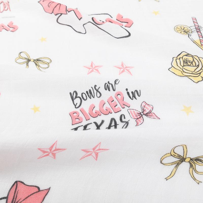 Gift Set: Texas Baby Girl Muslin Swaddle Blanket And Burp Cloth/bib Combo