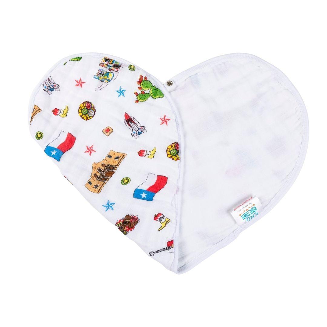 Gift Set: Texas Baby Unisex Muslin Swaddle Blanket And Burp Cloth/bib Combo