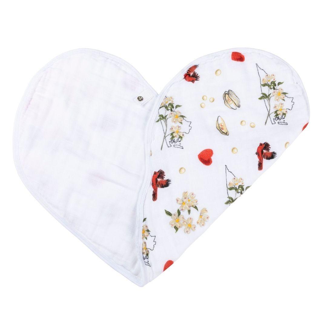 Gift Set: Virginia Baby Muslin Swaddle Blanket And Burp Cloth/bib Combo (floral)