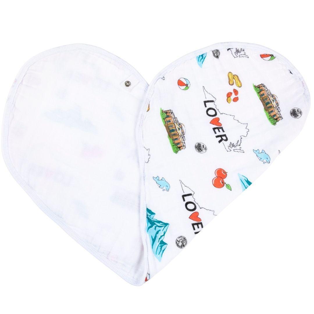 Gift Set: Virginia Baby Muslin Swaddle Blanket And Burp Cloth/bib Combo