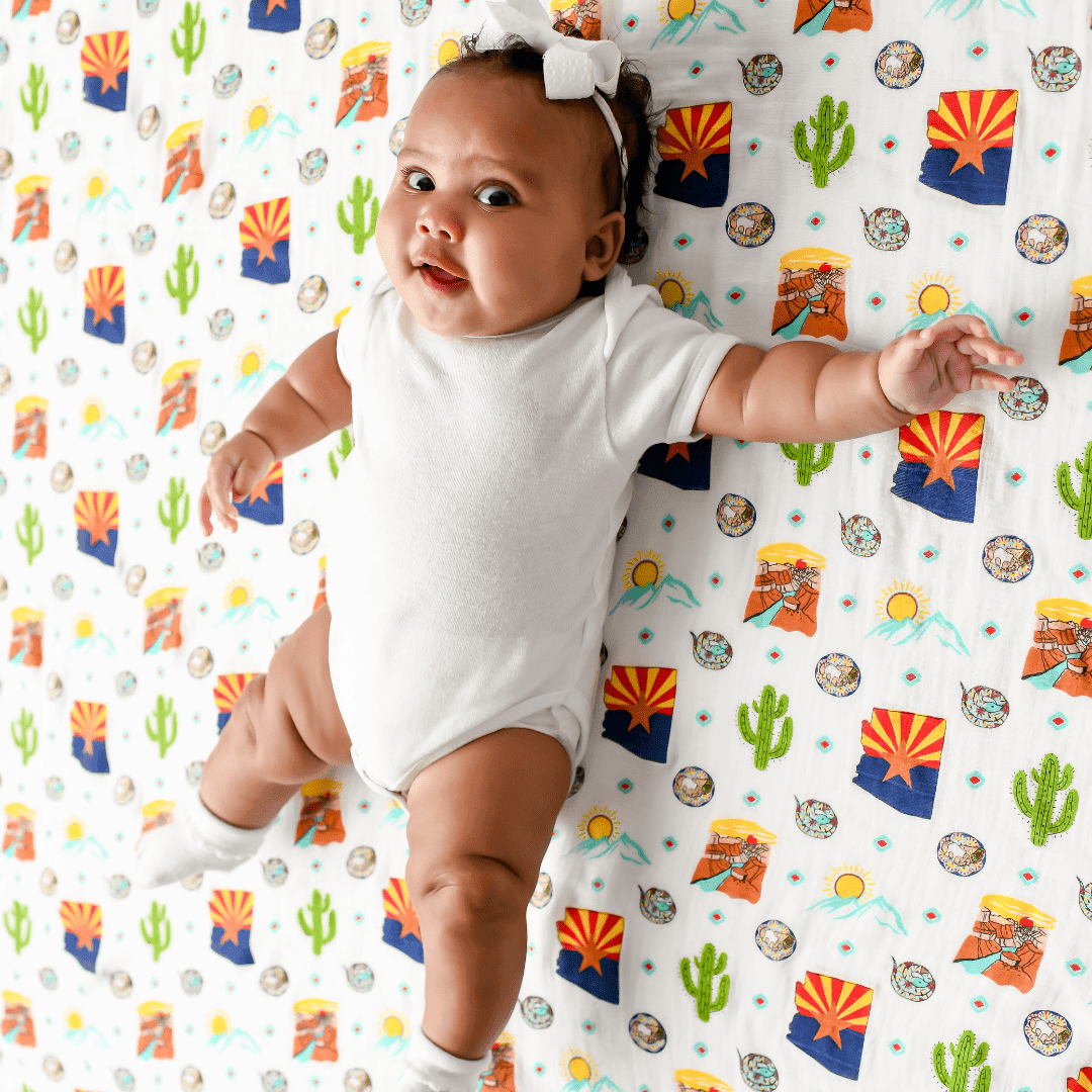 Giftset: Arizona Baby Muslin Swaddle Blanket And Burp Cloth/bib Combo