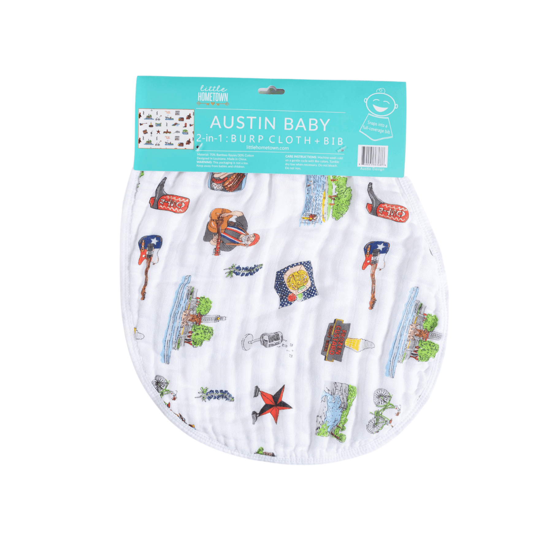 Giftset: Austin Baby Muslin Swaddle Blanket And Burp Cloth/bib Combo