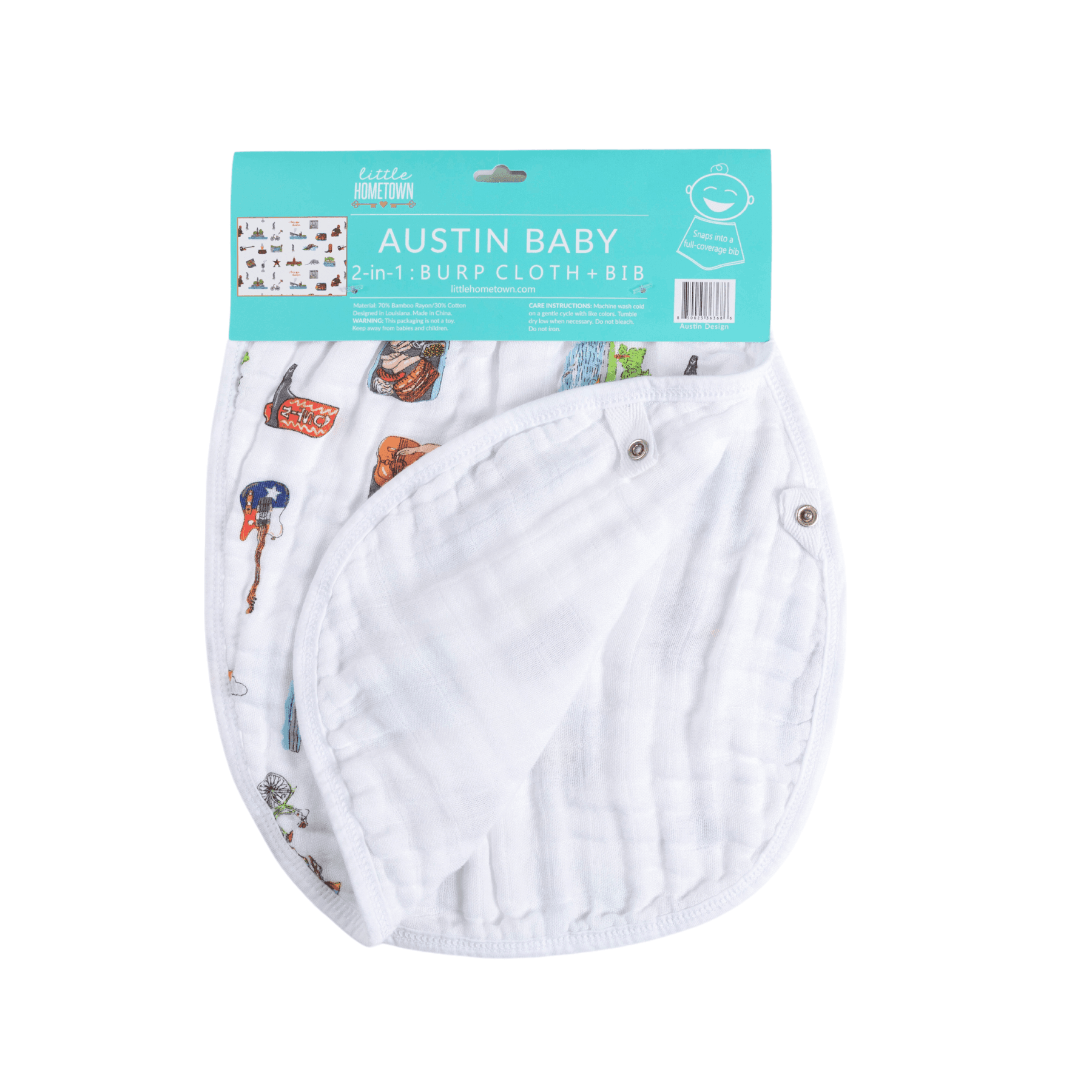 Giftset: Austin Baby Muslin Swaddle Blanket And Burp Cloth/bib Combo